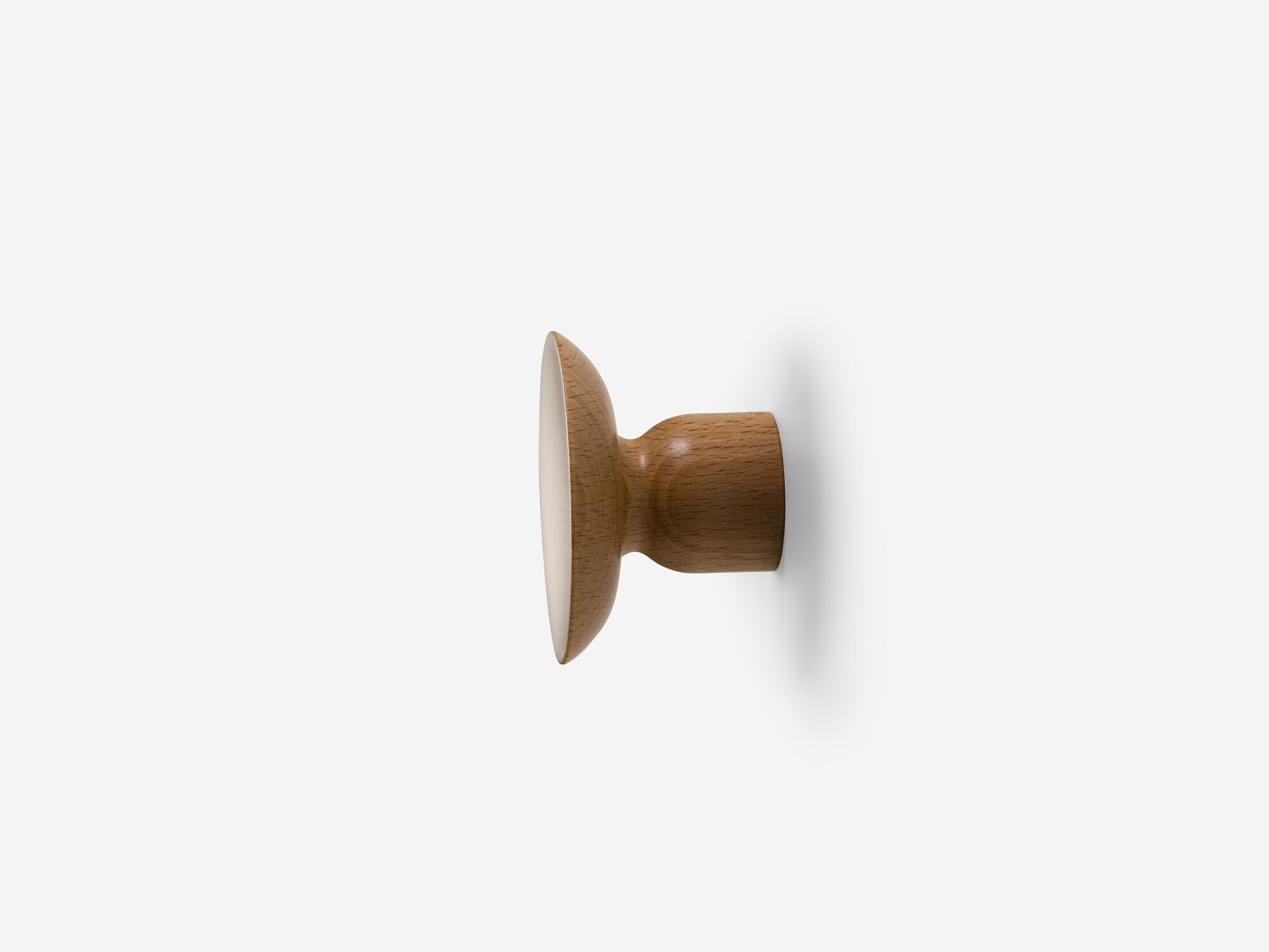 Large beech wall hook side view